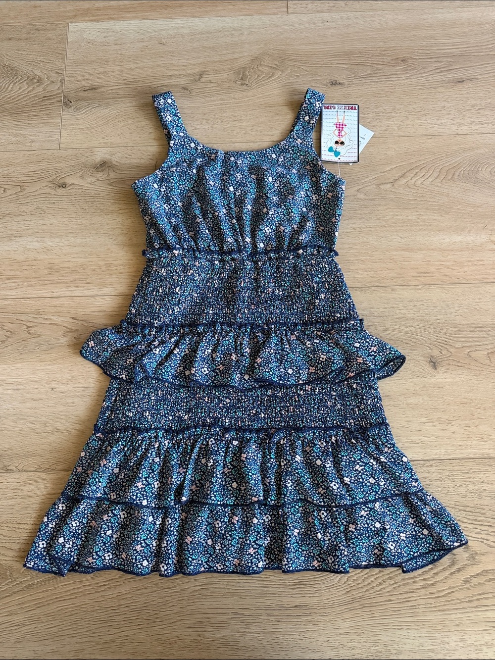 Smocked Tiered Floral Sundress in Blue for Girls NWT size 7